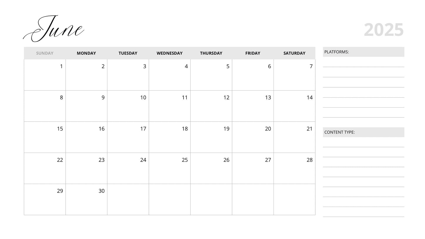 Social Media Content Calendar