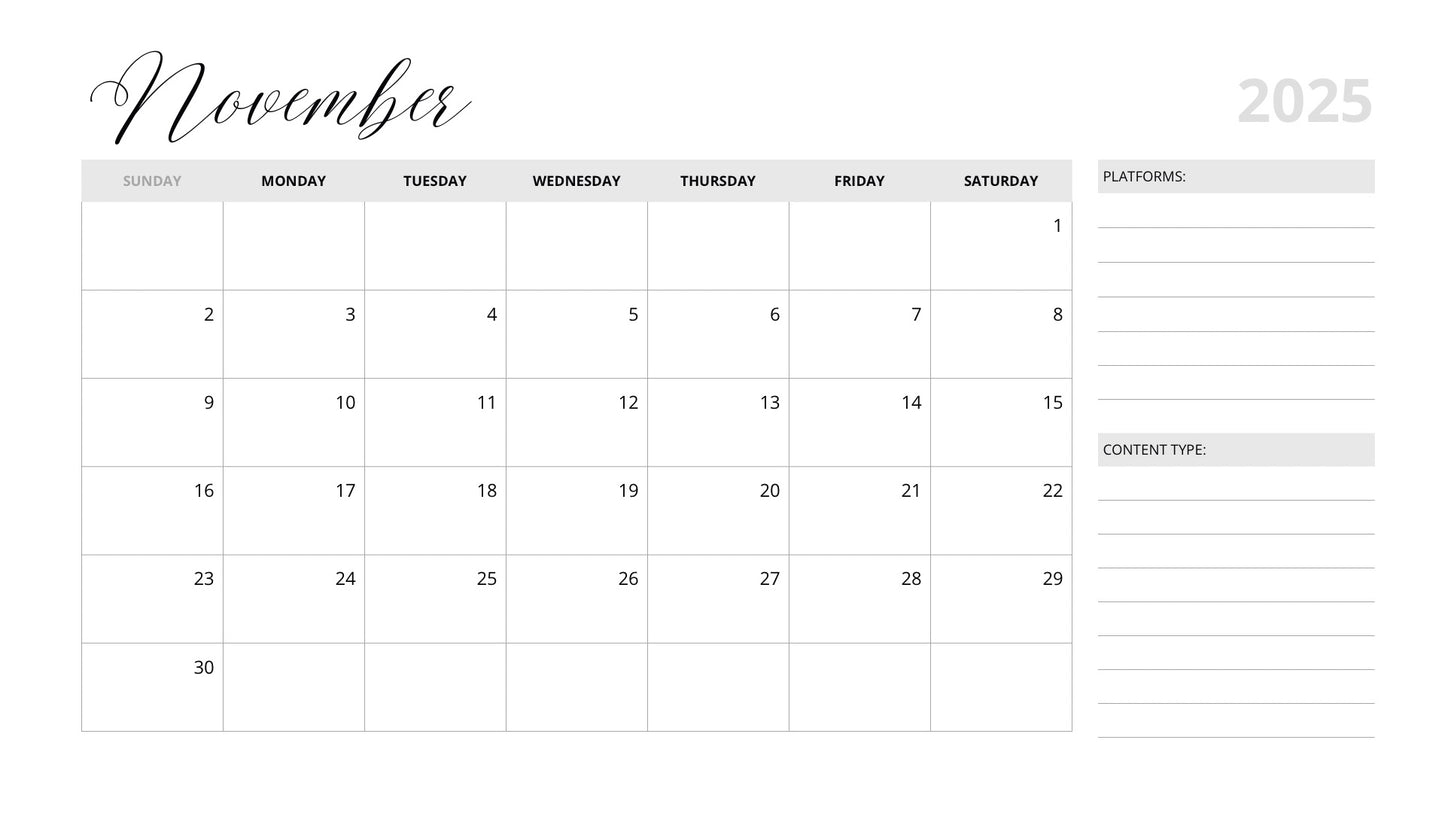 Social Media Content Calendar