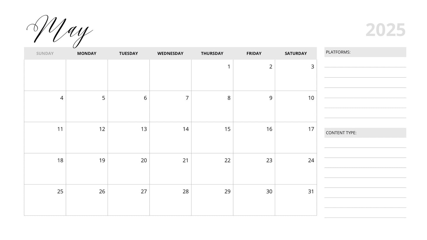 Social Media Content Calendar