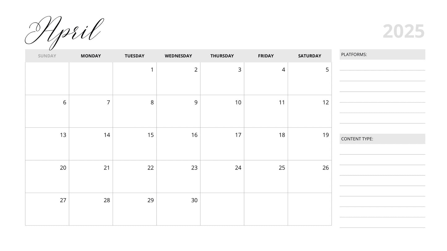 Social Media Content Calendar