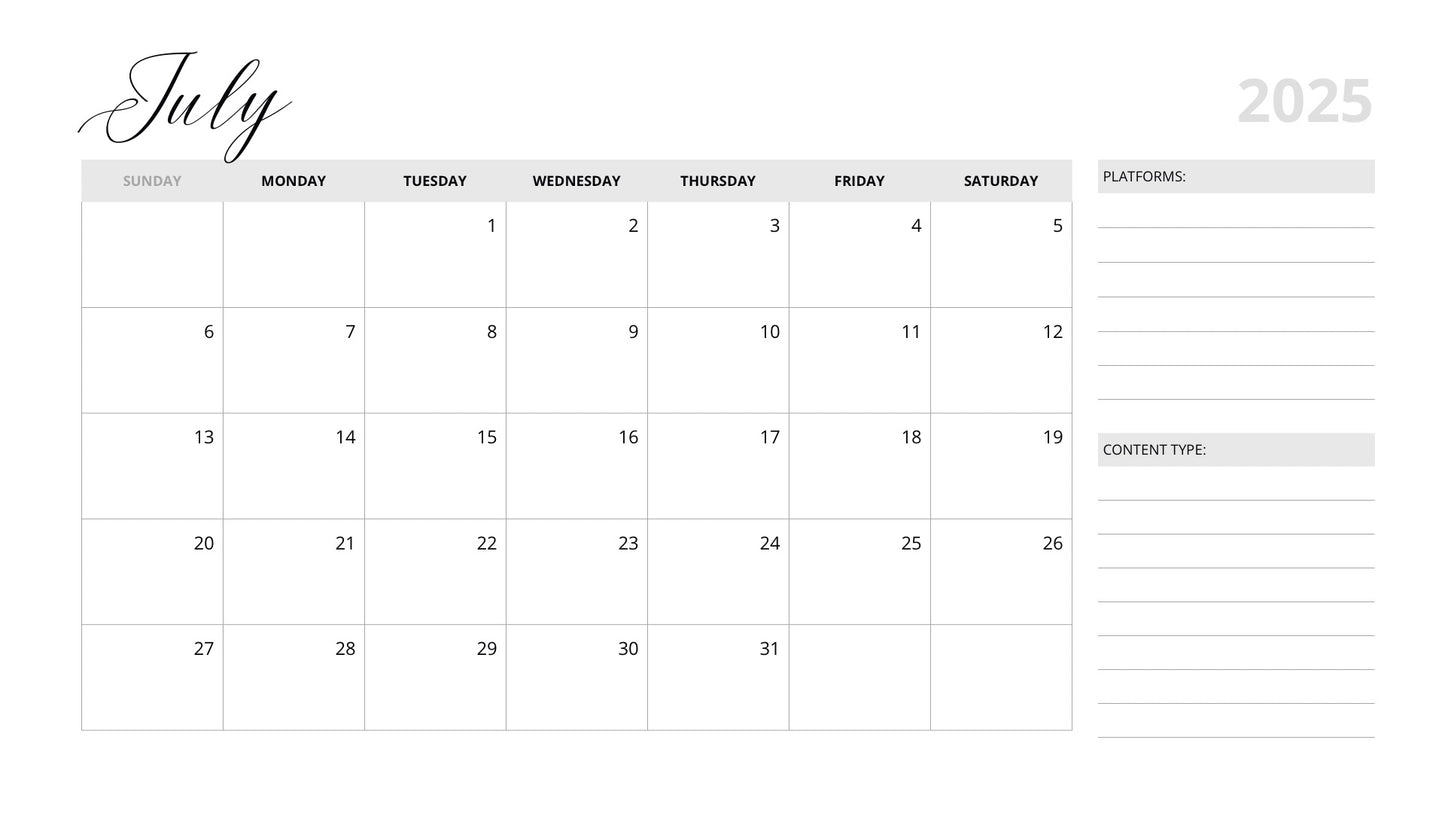 Social Media Content Calendar