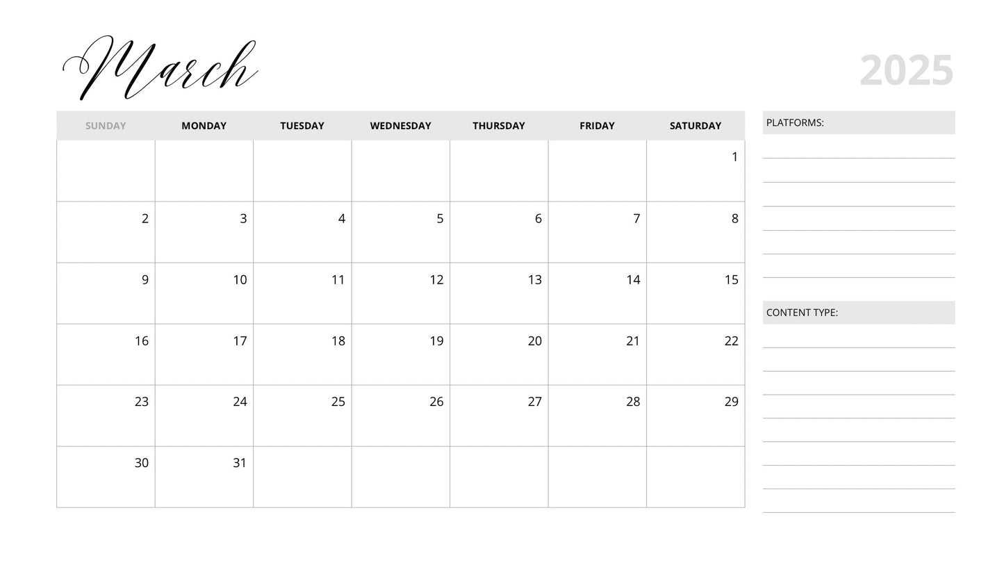 Social Media Content Calendar
