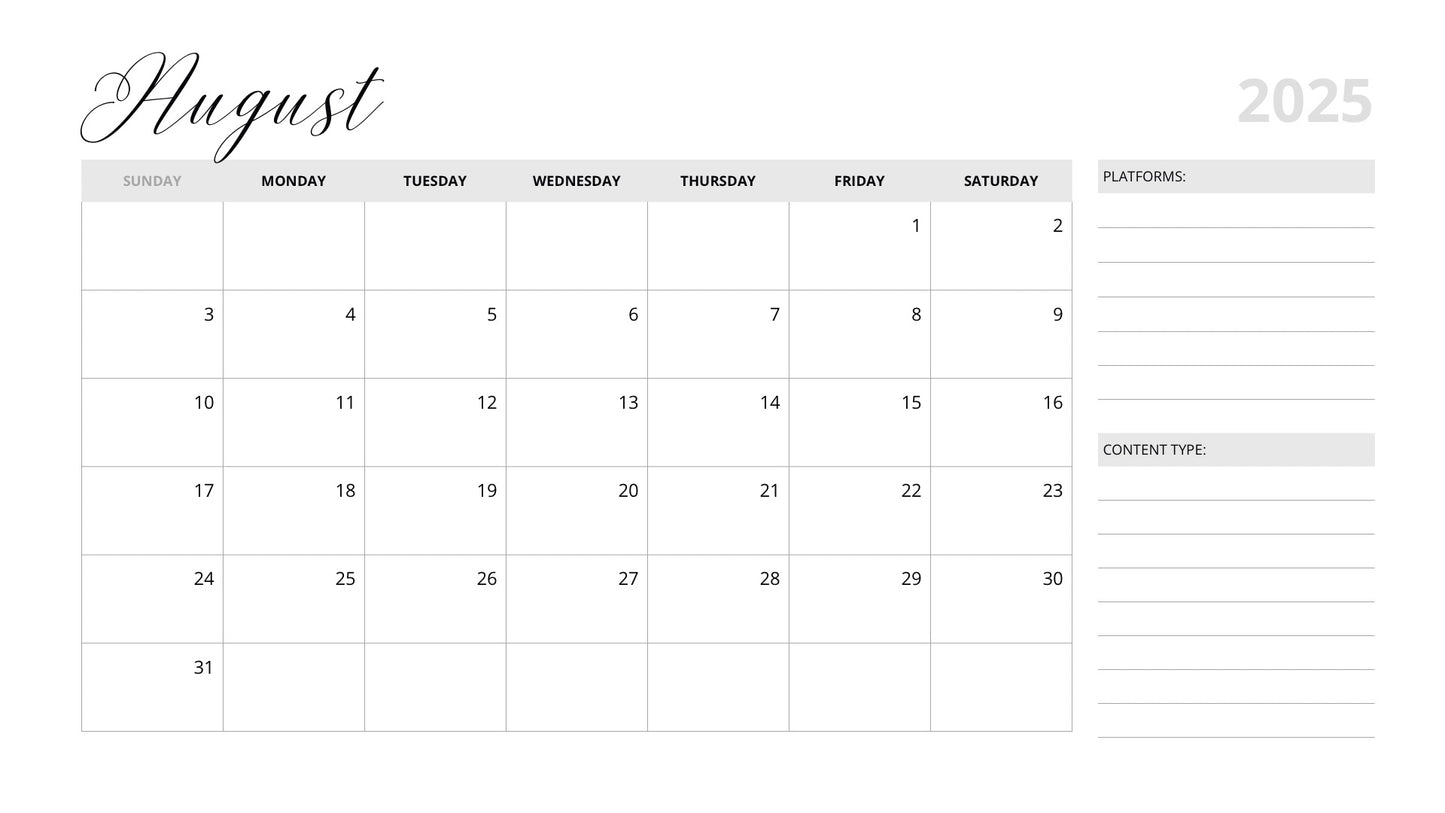 Social Media Content Calendar